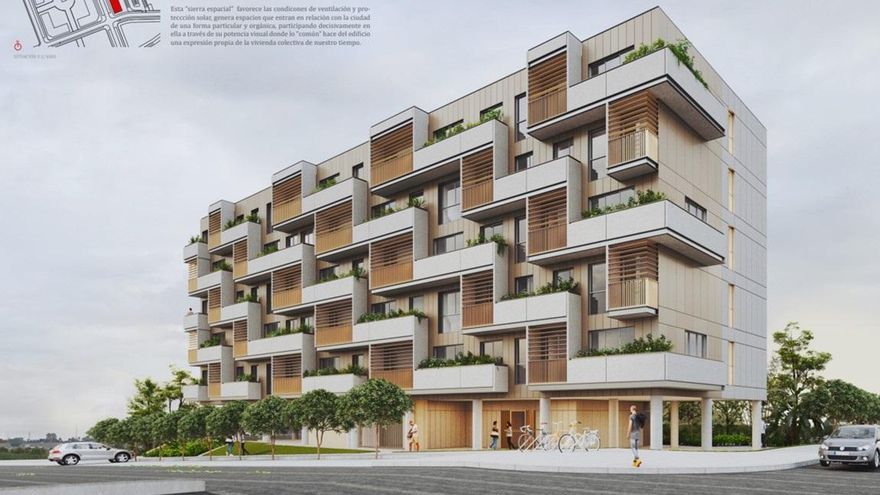 Infografía de uno de los edificios de VPO en el Alisal.