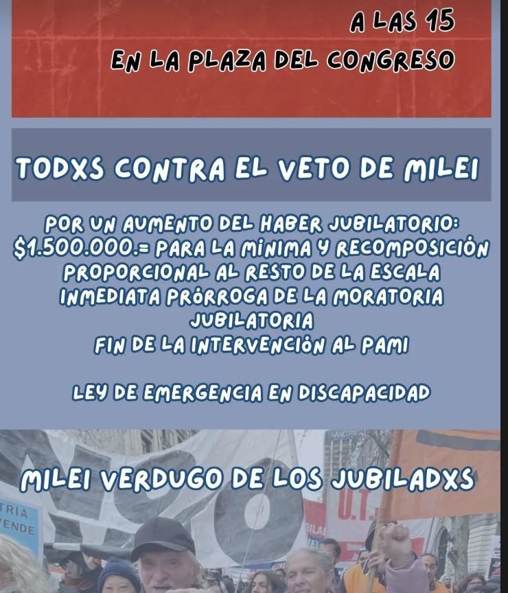 Una de las publicaciones de la Mesa Coordinadora de Jubilados