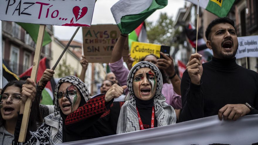 Varios manifestantes por Palestina en Madrid