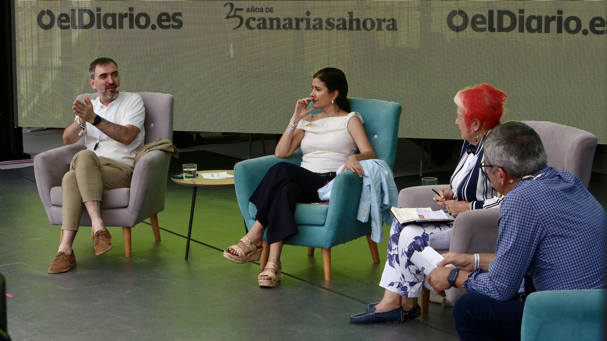 Ignacio Escolar, Olga Rodríguez, Rosa María Calaf y Carlos Sosa durante la mesa 'Para qué sirve el periodismo?'