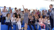 Esperanza Aguirre en un acto con la cúpula del PP de Valdemoro.