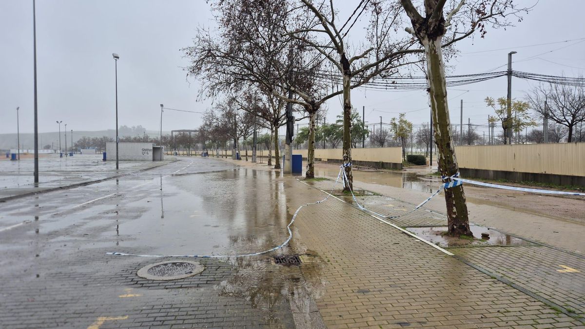 Espacio del mercadillo del Arenal un domingo de lluvia.