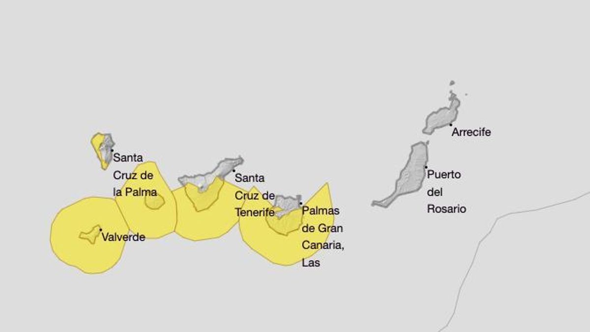 Avisos amarillos este lunes en Canarias.