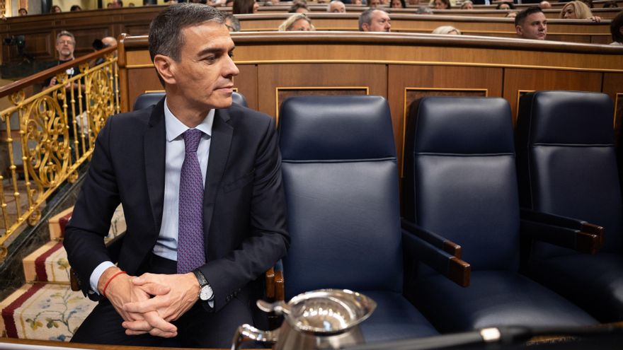 El presidente del Gobierno, Pedro Sánchez, durante un pleno extraordinario, en el Congreso de los Diputados, a 9 de julio de 2025, en Madrid (España).