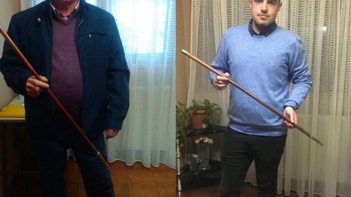 Siso Arranz junto a su hijo Sergio que ahora le sucede en la Alcaldía de Cantalojas (Guadalajara)