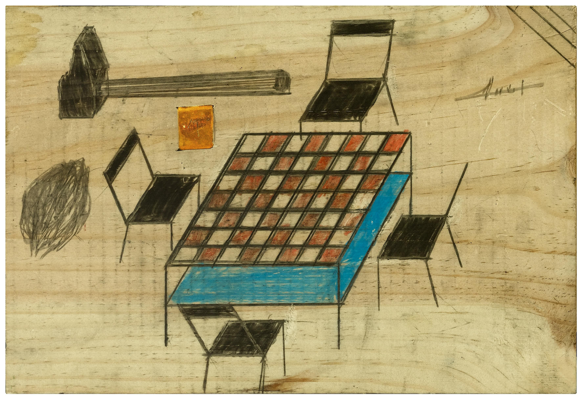 Una tablilla pintada característica de Ousseynou Gassama