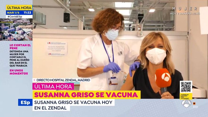 Susanna Griso se vacuna en directo contra el coronavirus: "Tengo mucha ilusión desde que recibí el SMS"