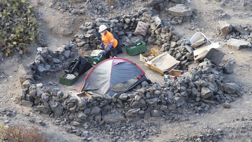 Uno de los asentamientos desmantelados en La Caleta de Adeje