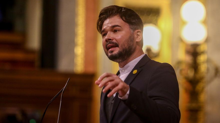 El portavoz de Esquerra Republicana (ERC) en el Congreso, Gabriel Rufián, interviene durante una sesión plenaria en la que el Gobierno solicita al Congreso la prórroga del estado de alarma.