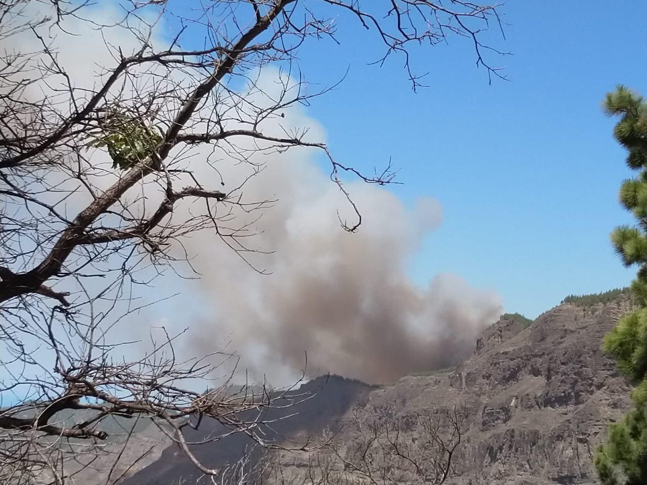 Fuego en la cumbre de Gran Canaria.