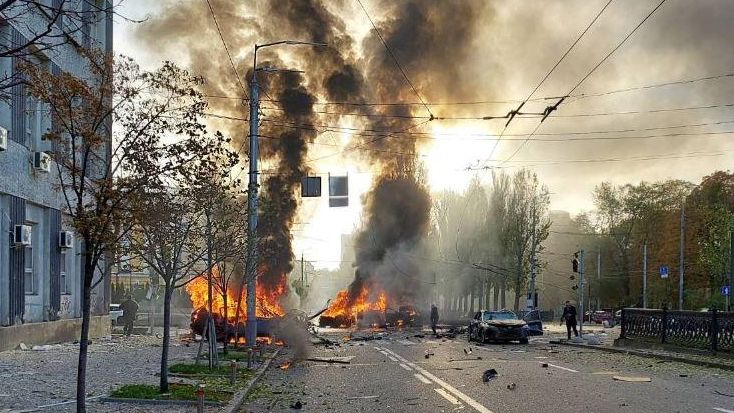 Imagen de los bombardeos en la ciudad de Kiev.