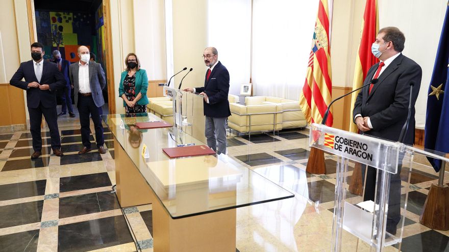 El presidente del Gobierno de Aragón, Javier Lambán, ha realizado las declaraciones en el Edificio Pignatelli.