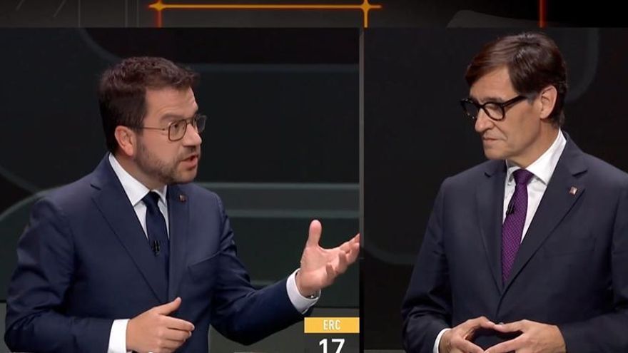 Salvador Illa y Pere Aragonès en el debate de TV3