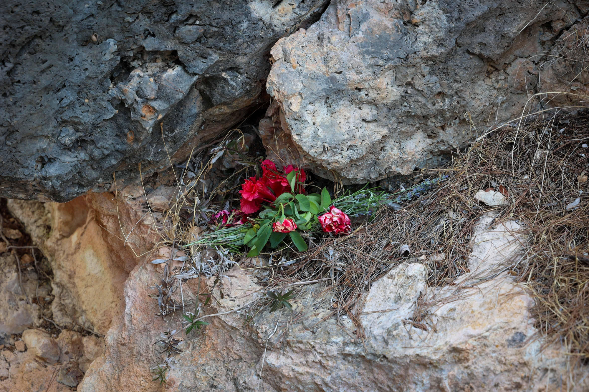 Restos de ofrendas que después el Consell de Eivissa debe recoger