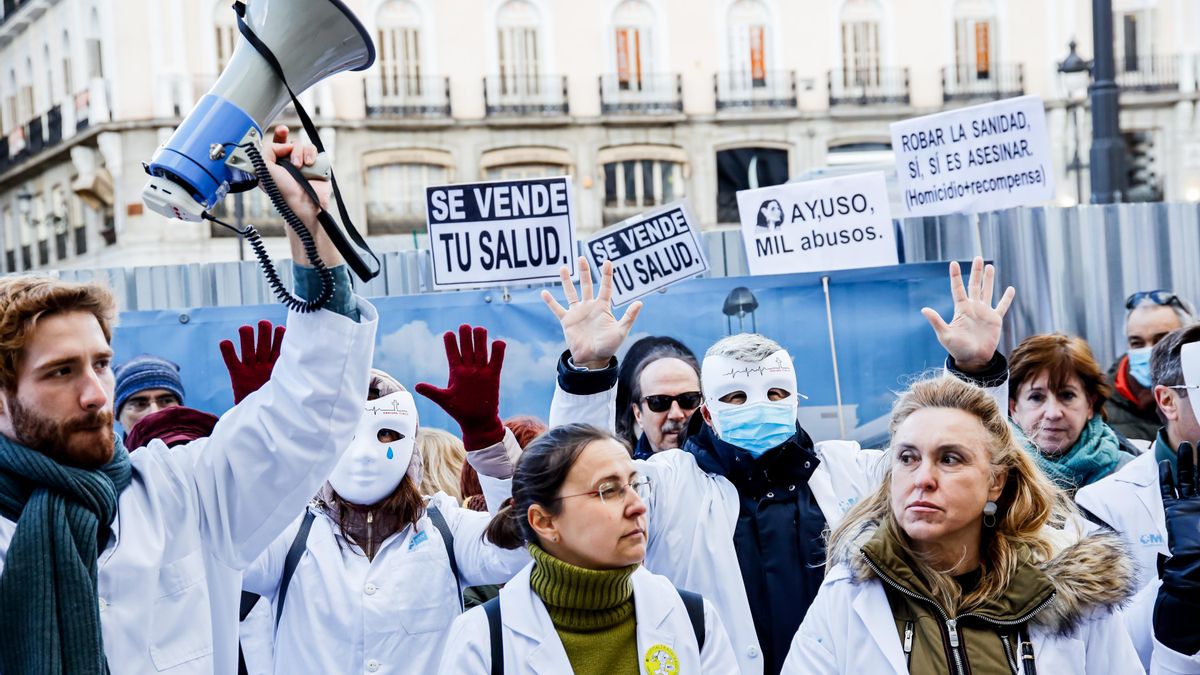 Protesta de médicos en Madrid.