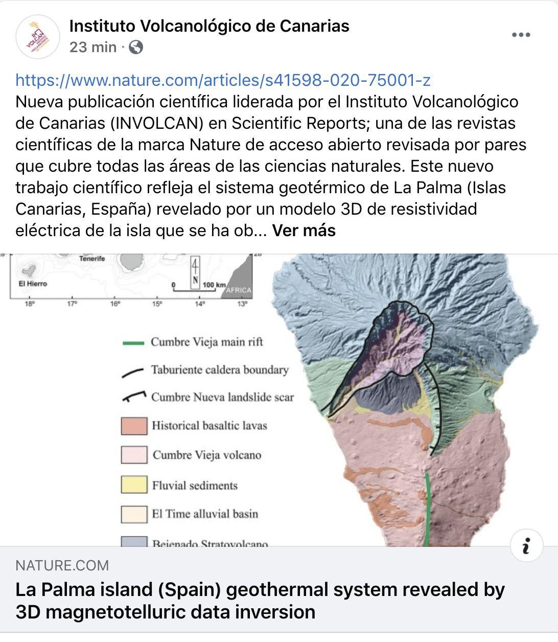 Facebook  del Involcan.