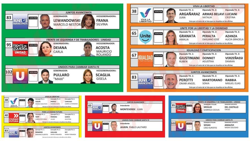 Así son las cinco boletas con las que se vota este domingo en Rosario y Santa Fe