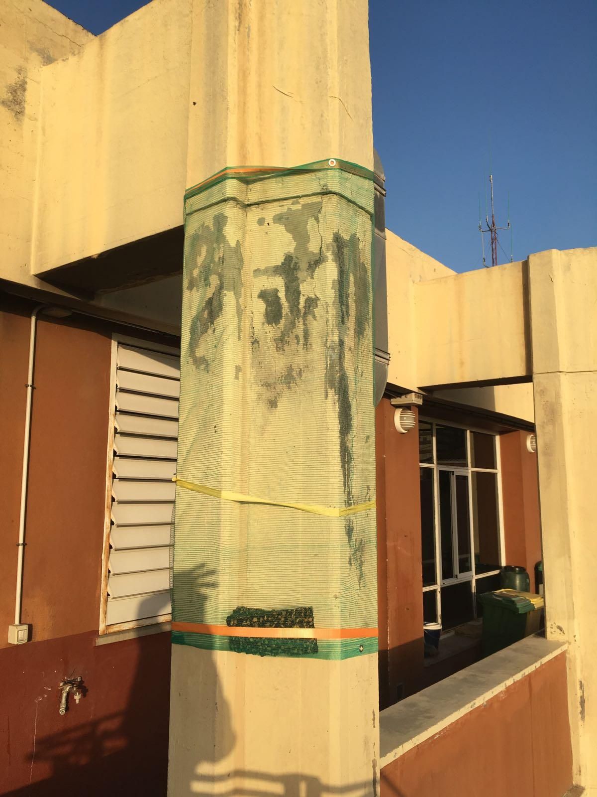 Daños en la fachada del edificio