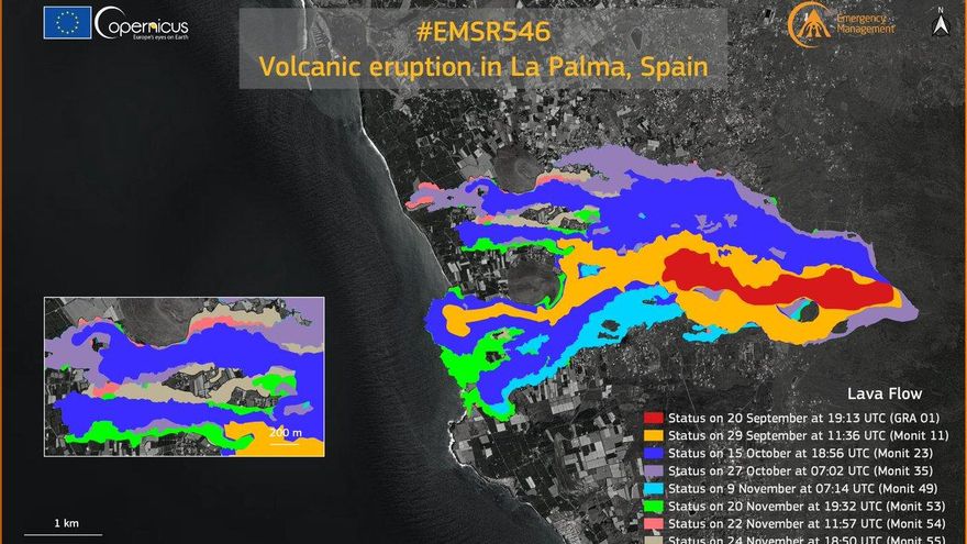 MAPA | La lava ha sepultado casi 1.100 hectáreas de La Palma, según Copernicus