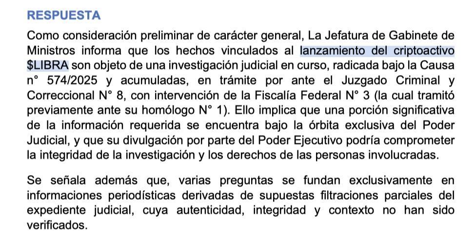 $LIBRA, en el informe de la JdG.