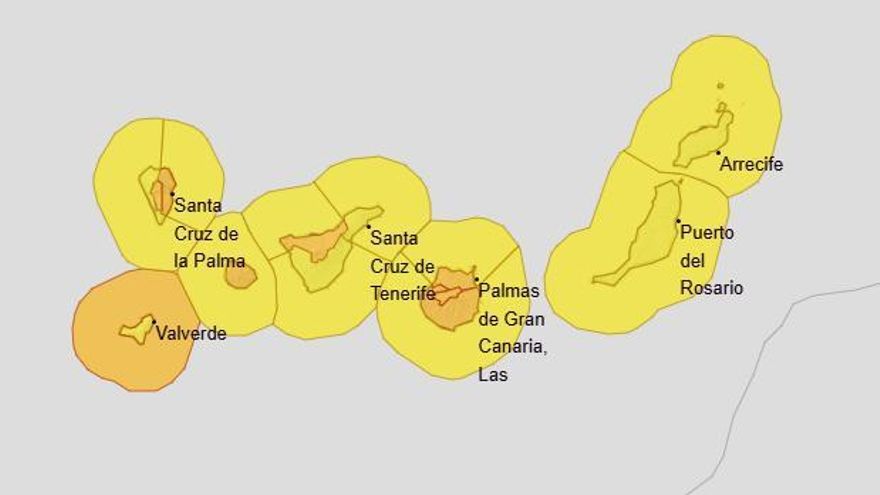 Toda Canarias, con avisos amarillos o naranjas por la borrasca Therese