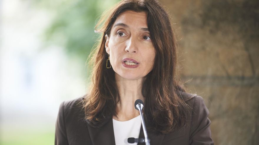 La ministra de Justicia, Pilar Llop, comparece después de la firma de un convenio en el centro penitenciario El Dueso