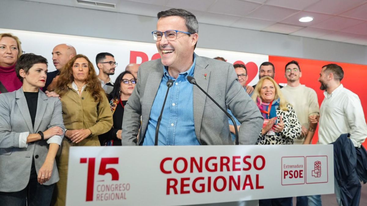 Miguel Ángel Gallardo, tras ganar las primarias del sábado y revalidar su cargo como secretario general del PSOE de Extremadura
