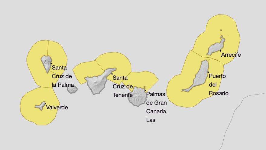 Seis islas de Canarias, de nuevo en aviso amarillo