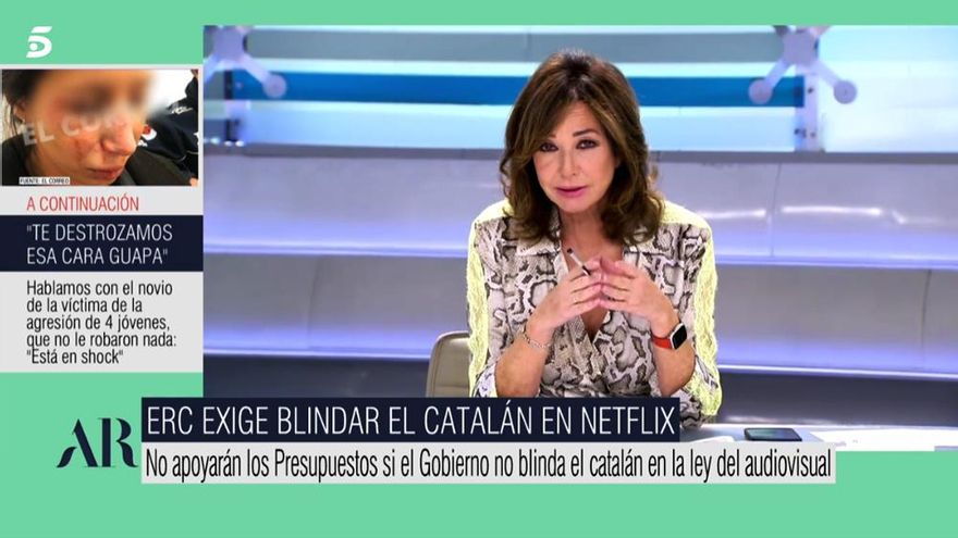 Ana Rosa, sobre la petición de ERC al Gobierno: "O sea, que 'El juego del calamar' hay que doblarlo en catalán"