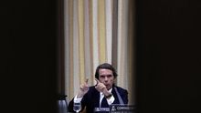 El expresidente José María Aznar, el martes, durante su comparecencia en el Congreso.