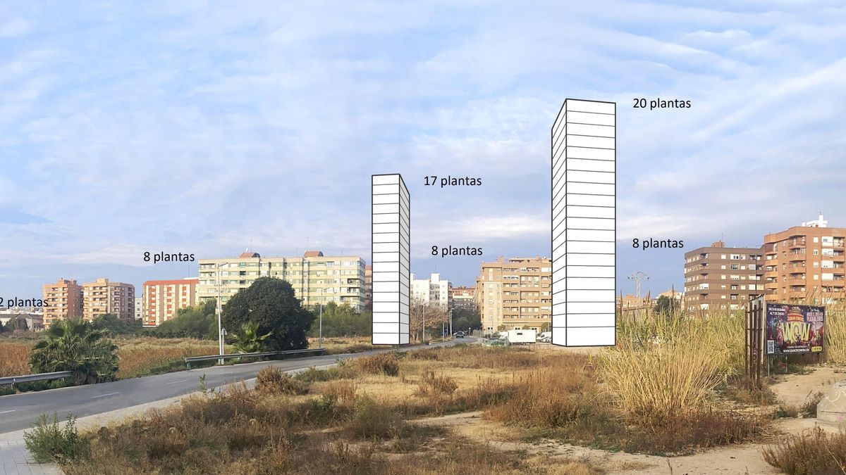 Recreación realizada por la asociación de vecinos del impacto de dos de las futuras torres.