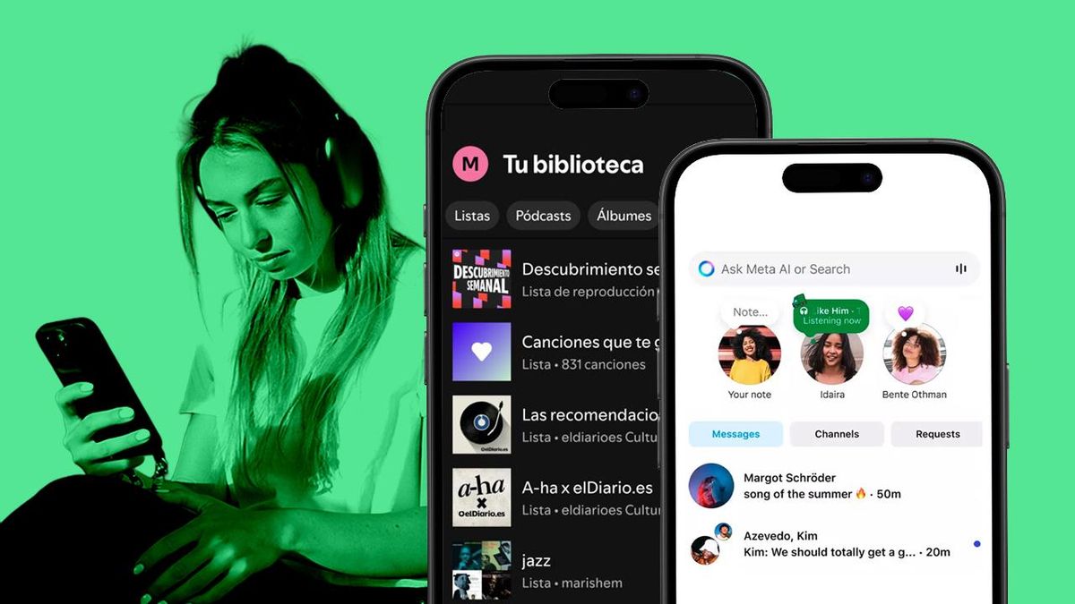 La interfaz de Spotify y de Instagram