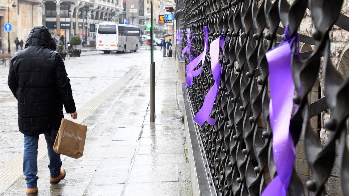 Lazos morados contra la violencia machista. EFE/J.Casares