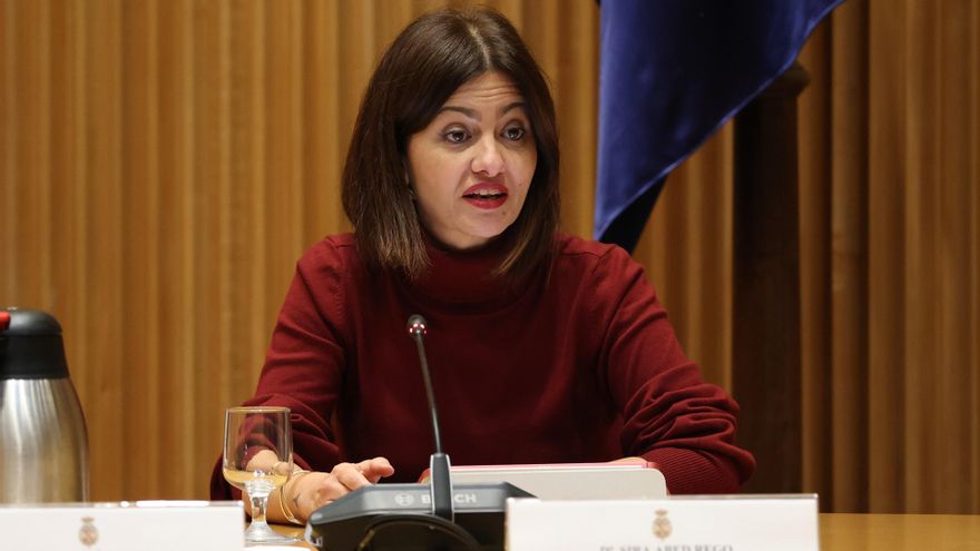 La ministra de Juventud e Infancia, Sira Rego, durante la celebración de la Jornada 'El Pacto de Toledo y la solidaridad intergeneracional como garantía de futuro del sistema de protección social', a 2 de diciembre de 2025, en Madrid (España).