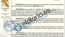 Fragmento de la declaración de un trabajador de la Delegación del Gobierno recogida por la Guardia Civil que indica que no recibió instrucción alguna para no anotar las llamadas