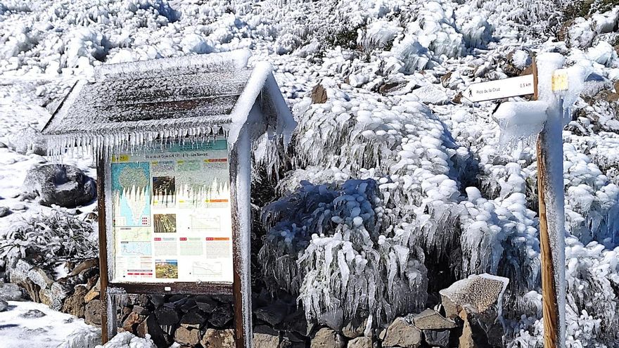 Algunas zonas de las cumbres de La Palma están este miércoles heladas. DAVID HERRERA