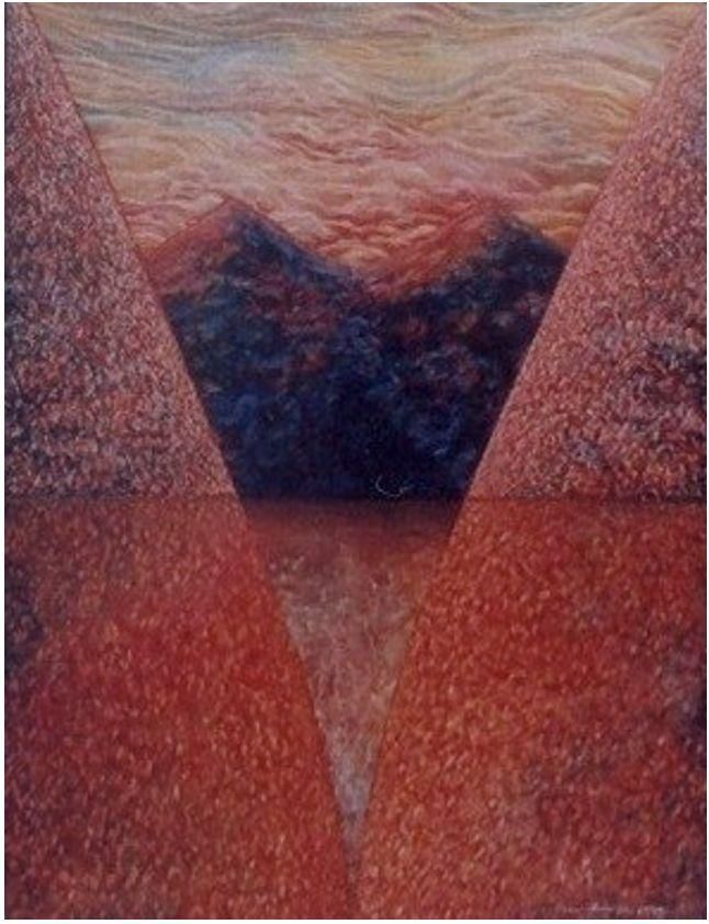 Los volcanes están presentes en las pinturas del artista Óscar Lorenzo.