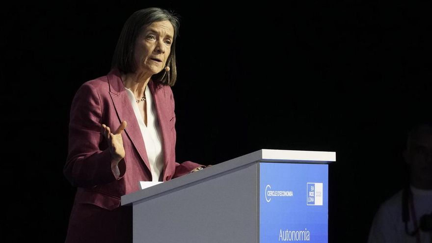 La presidenta del Cercle d'Economia, Teresa Garcia-Milà, durante la inauguración de la reunión anual de la entidad, el lunes.