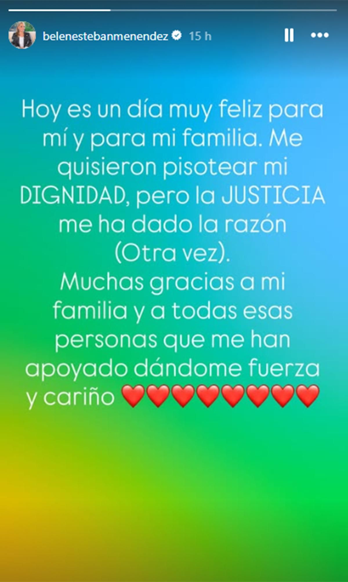 Belén Esteban celebra en sus redes sociales su victoria judicial sobre Toño Sanchís