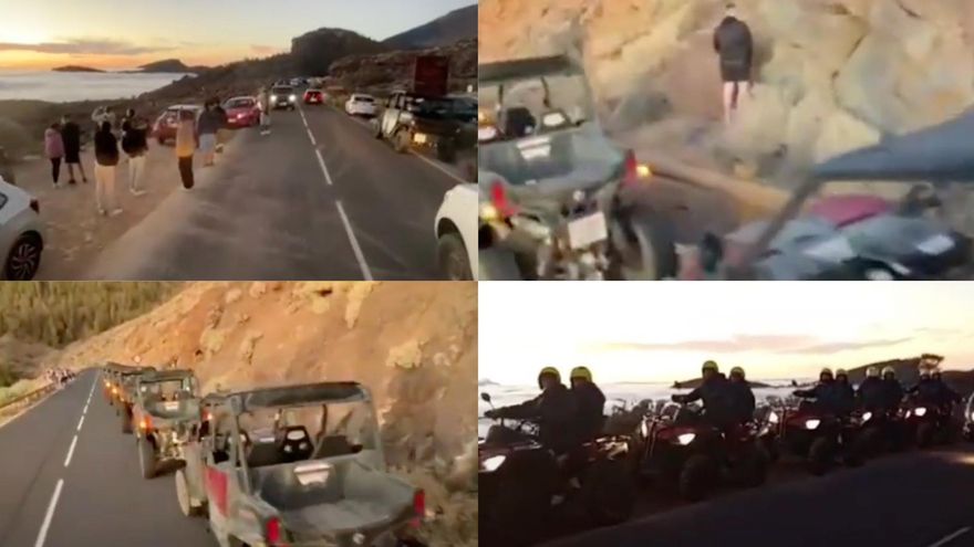Nuevo colapso en el Parque Nacional del Teide en un día no festivo, con un creciente número de todoterrenos, quads, motos y turistas