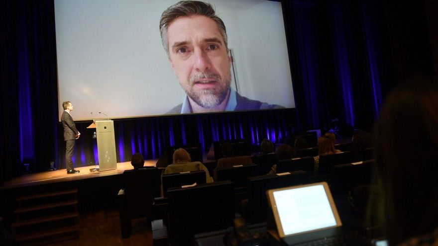 Carlos Franganillo ha enviado un vídeo para recoger su premio Porquet en el XXIII Congreso de Periodismo de Huesca
