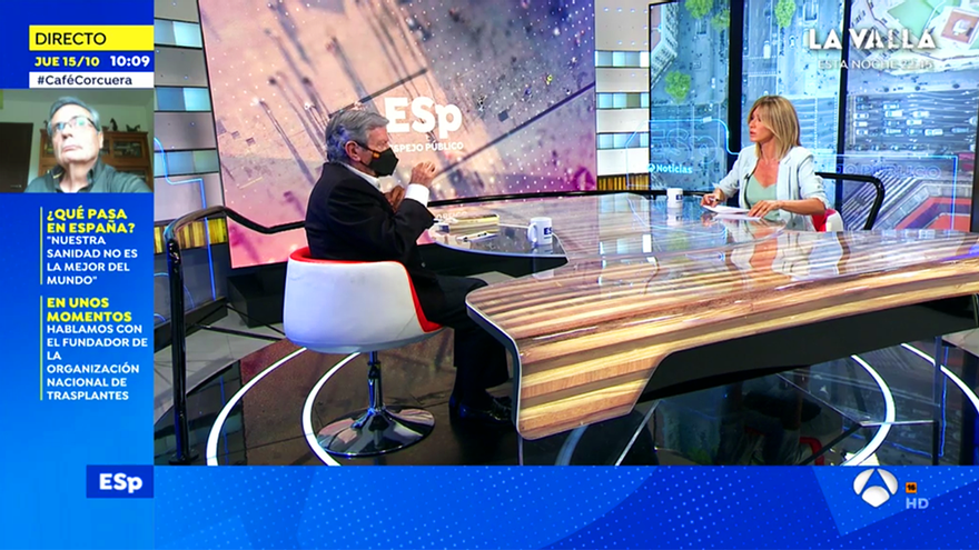 Susto en 'Espejo Público' con el desfibrilador del exministro Corcuera: "¿Le ha dado un amago de infarto?"