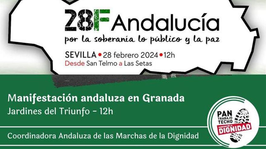 Dos convocatorias animan en Andalucía a manifestarse este 28F por "los problemas de la gente"