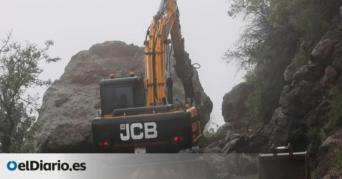 Así trabaja el Cabildo para retirar la piedra de 15 toneladas que obstruye la carretera entre Ayacata y Tejeda