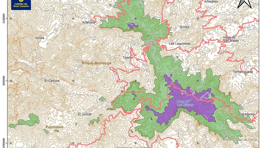 Un plano de las zonas donde está previsto que nieve en Gran Canaria