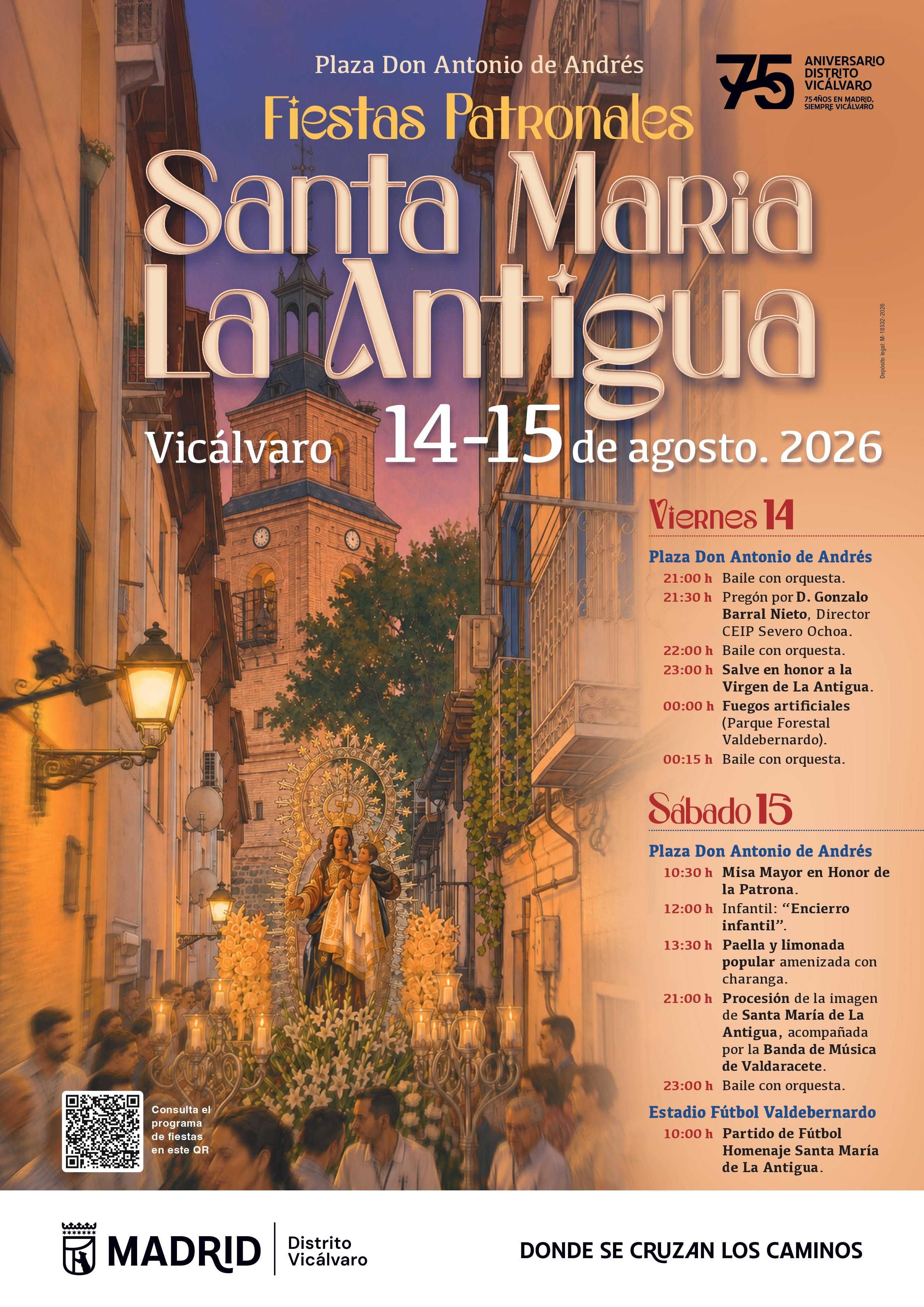 Cartel de las fiestas de Santa María la Antigua 2026 en Vicálvaro