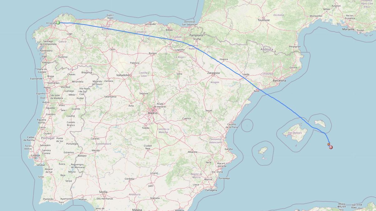 El recorrido de más de 1.200 km de la sonda lanzada en noviembre de 2023.