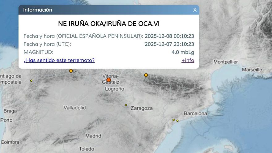 Vitoria y Álava sufren un terremoto de magnitud 4 en la escala de Richter sin daños materiales ni personales