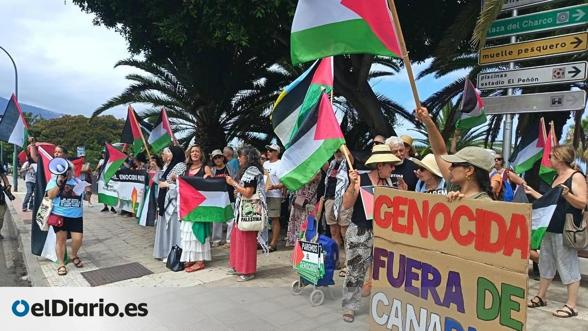 Un centenar de personas protestan por la participación de Israel en el mundial júnior de waterpolo femenino en Tenerife