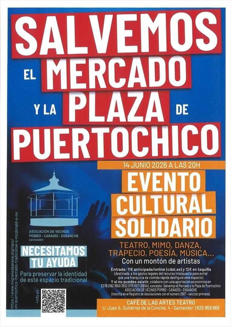 Cartel del festival solidario en favor de la iniciativa 'Salvemos el mercado y la plaza de Puertochico'.